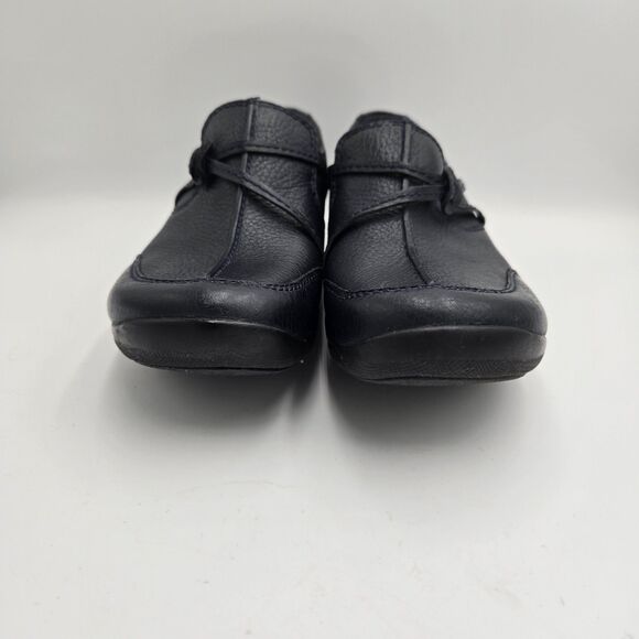 Clarks In Motion Womens 7 M Navy Blue Leather Slip On Shoes Loafers Comfort Foam - Picture 8 of 10